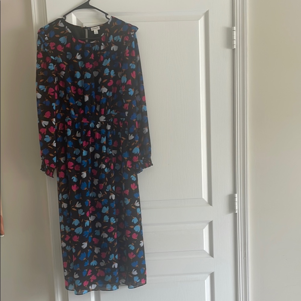 J. Crew Factory Floral Midi Dress - Black, Blue, Pink